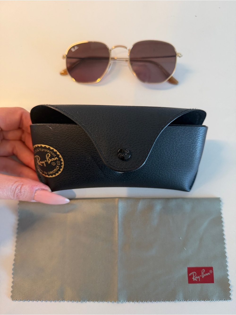 Ray-Ban Gold Frame Brown Lens Geometric Sunglasses - Picture 4 of 6